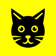 black cat  logo vector. home pet veterinary clinic icon