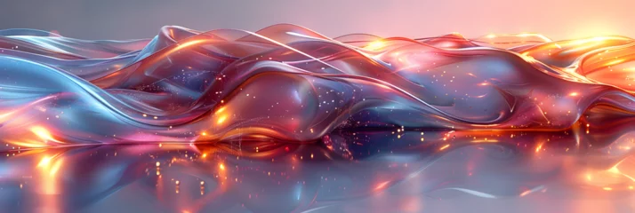 Gardinen Abstract Twist Curve Geometry - 3D Rendering, Glitter light fire flare trace Abstract image of speed motion on the road  © sanjaykhan