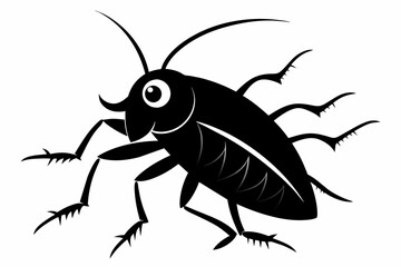 cartoon cockroach silhouette black vector illustration