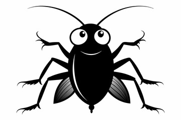 cartoon cockroach silhouette black vector illustration