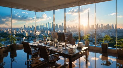 Elegant Dining Room With City View