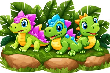 Obraz premium Cartoon three dinosaurs