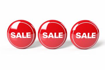 round badges with the inscription "SALE" on a white background