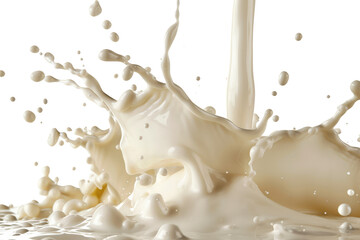 Close-up white milk splash isolated on transparent background, clipart, cutout, png.