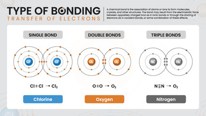 Chemical Bonding - A Comprehensive Infographics Guide to Formulas and Structures - Vector Infographics.