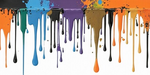 Colorful paint dripping on a white background.