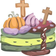 Dessert for halloween party illustration on transparent background.
