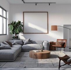 Modern Living Room with Minimalist Design and Contemporary Furniture Generative AI