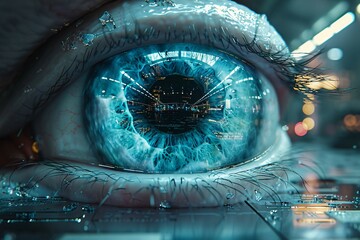 Close-up illustration of a human eye with a blue iris and dark pupil, representing a window to the world and potential foresight