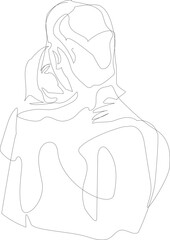 One line drawing couple illustration on transparent background.
