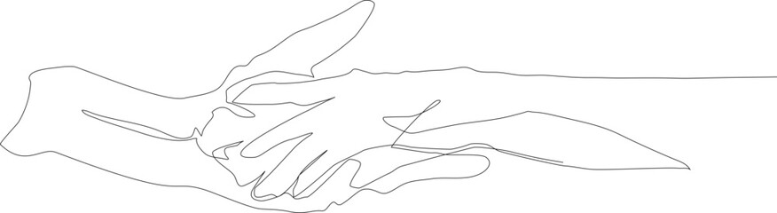 One line drawing hand illustration on transparent background.
