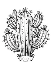 cactus with spines coloring book for children and adults