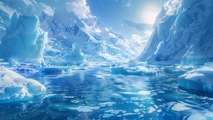 Chilly Blue Waters of Antarctica Generative AI - obrazy, fototapety, plakaty