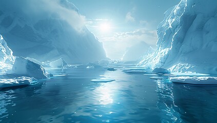 Chilly Blue Waters A Frozen Paradise Generative AI - obrazy, fototapety, plakaty
