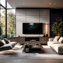 minimalist modern living room design, Ai Generated
