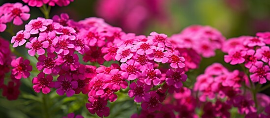 Pink flowers in a bunch with vibrant green leaves glistening in close up detail, showcasing a beautiful natural arrangement