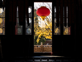red lantern in the temple