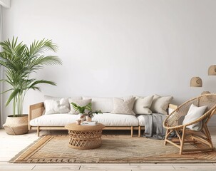 Boho Chic Living Room A Cozy, Plant-Filled Space for Relaxation and Connection Generative AI