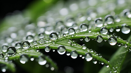 water drops on green leaf,water droplets on a plant, with dew drops.Water drops on a green leaf. Nature background