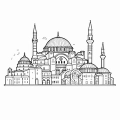 Fototapeta premium Hagia Sophia hand-drawn comic illustration. Hagia Sophia. Vector doodle style cartoon illustration