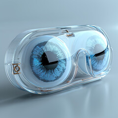 Globos oculares a medida, concepto futurista, impresión 3D bajo demanda, implantes, accidentes, perdida de visión, cambio, enfermedades genéticas, estuche de plástico biodegradable, control térmico - obrazy, fototapety, plakaty