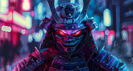 a cyberpunk samurai warrior