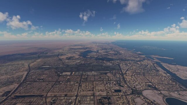 Aerial view of Dubai International Airport. United Arab Emirates