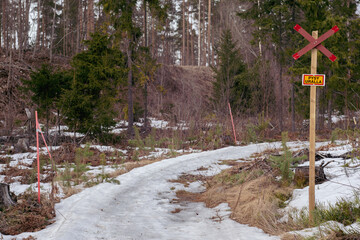 the snow melts in the ski trail