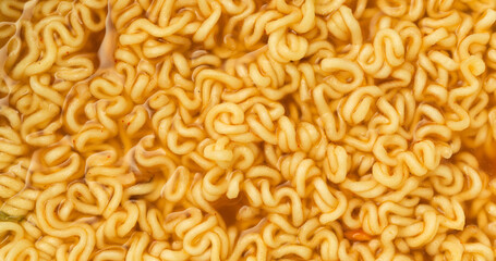 Instant noodles ramen close up top view background - 773948560