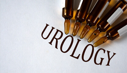 UROLOGY - word on white background with brown ampoules