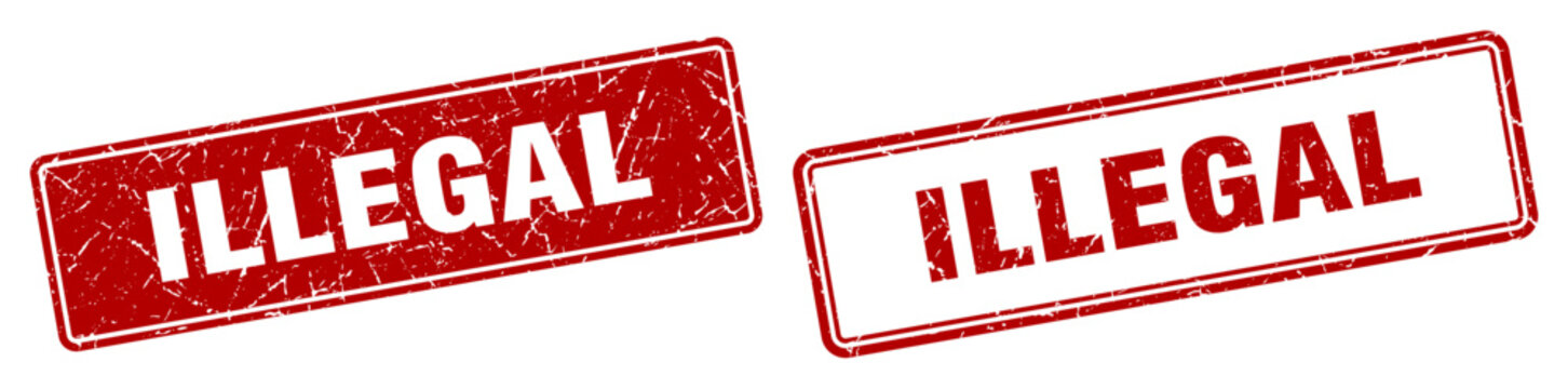 illegal stamp set. illegal square grunge sign