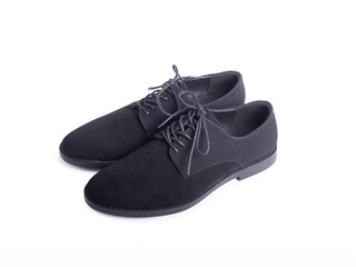 leather men shoes against white background. man's shoes isolated on white background. man's fashion