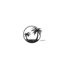 palm tree hipster vintage logo vector icon illustration
