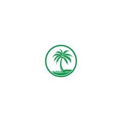 palm tree hipster vintage logo vector icon illustration
