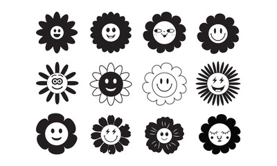 smiley face with flower SVG, Silhouette, Cut File, cutting files, printable design, Clipart,