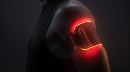 Close-Up of High-Tech Elbow Brace With Red Lights