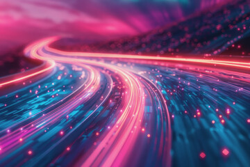 Pastel lighting, Internet Technology. How information and media move around the internet.