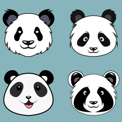 Cute Panda Face, Cartoon panda face, Panda Face Vector, Panda bear silhouette Logo vector design 