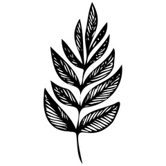 Hand drawn leaves line linear black strock Symbol visual illustration