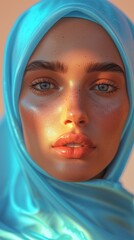 Woman Wearing Blue Veil