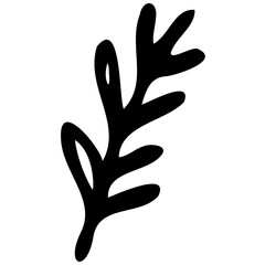 Obraz premium Hand drawn leaves line linear black strock Symbol visual illustration