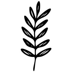 Hand drawn leaves line linear black strock Symbol visual illustration