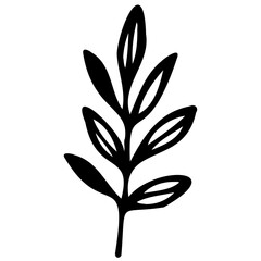 Obraz premium Hand drawn leaves line linear black strock Symbol visual illustration