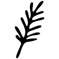 Hand drawn leaves line linear black strock Symbol visual illustration