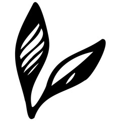 Hand drawn leaves line linear black strock Symbol visual illustration