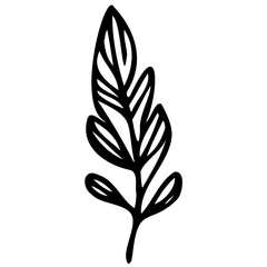 Hand drawn leaves line linear black strock Symbol visual illustration