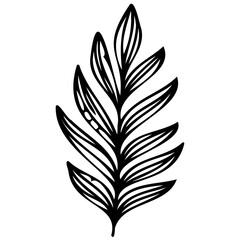 Obraz premium Hand drawn leaves line linear black strock Symbol visual illustration