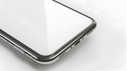 A close-up of a modern smartphone with a blank screen, ready for customization and branding


