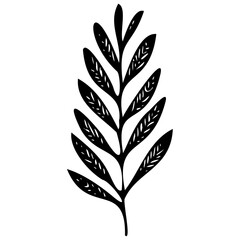 Hand drawn leaves line Symbol visual illustration Tropical Leaves in doodle style. Vector hand drawn black line design elements. Exotic summer botanical illustrations. Monstera leaves, palm leaves