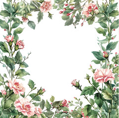 Flower border decoration for invitation or wedding card isolated background